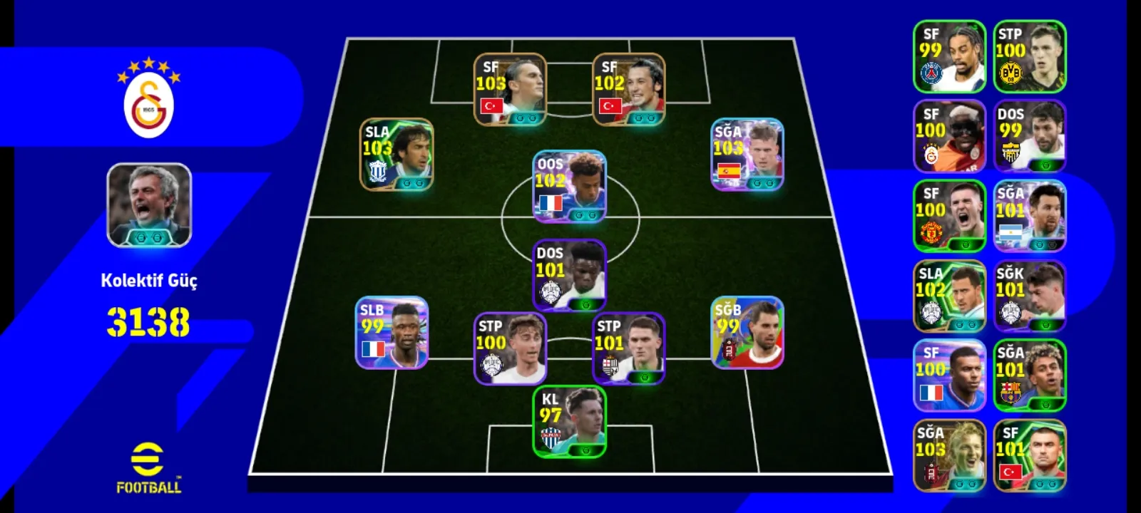 Efootball hesabımı satıyorum Mourinho paketi aldım Burak Yılmaz…