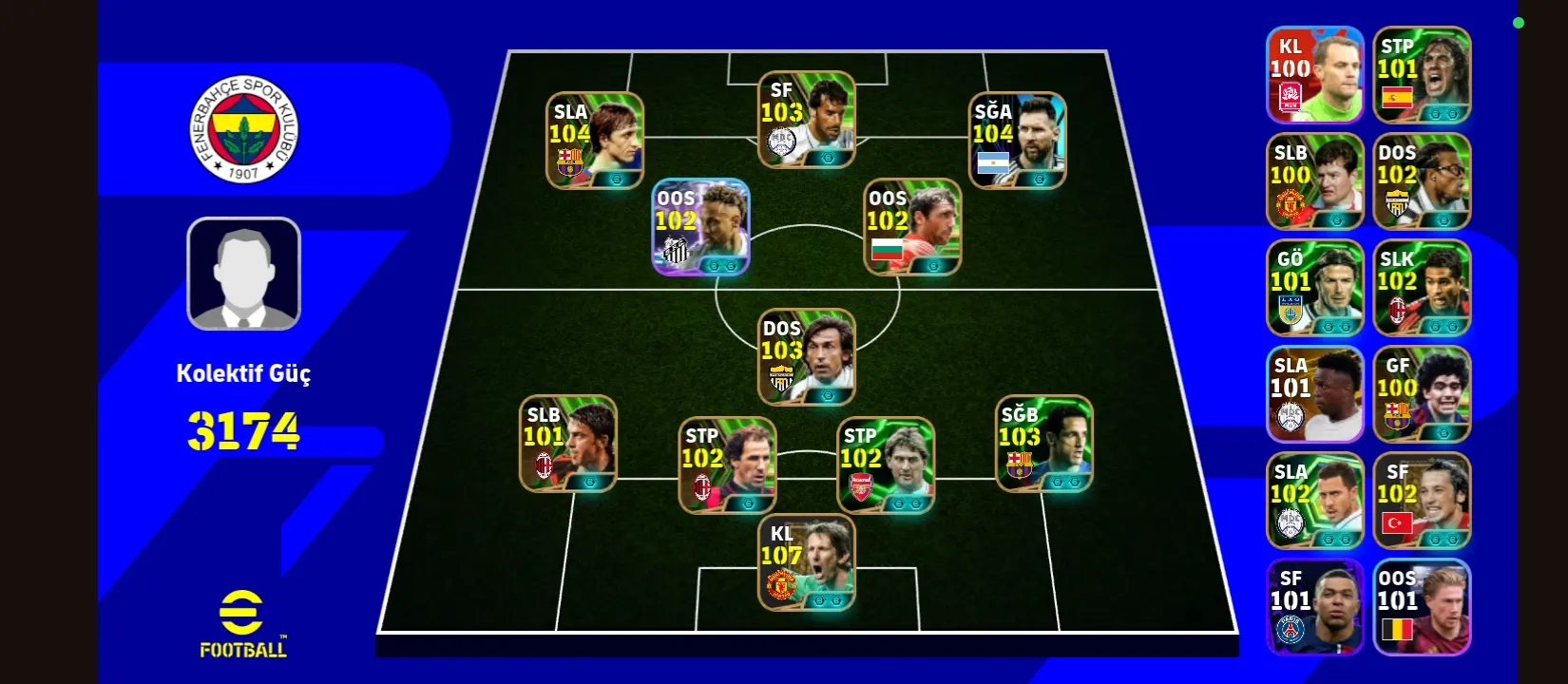 Efootball hesabı acil satılık pazarlık payı vardır bombacı karakterler…