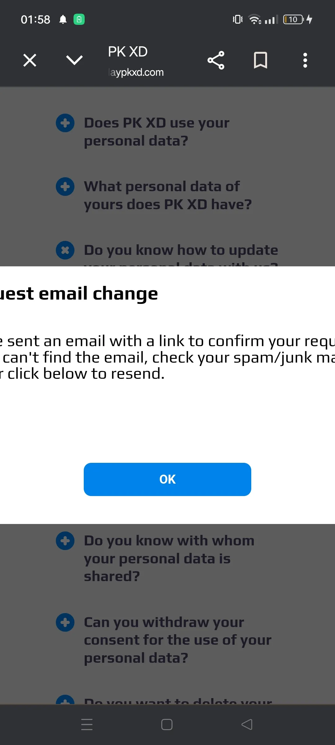 Mail değişikliği hakkinda bana gelen