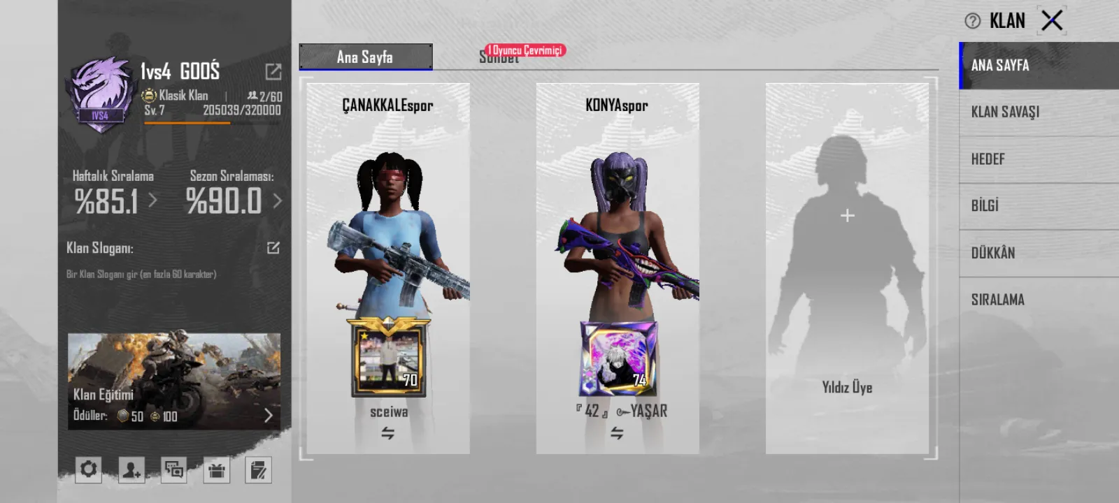 #satıyorum ₺1.860
Pazarlık olur  7Sv clan da dahildir.